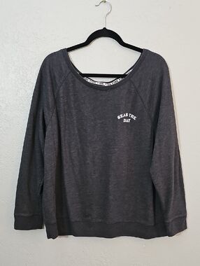 Victoria's Secret PINK "Seas The Day" Dark Gray Cut Out Sweatshirt Womens Large